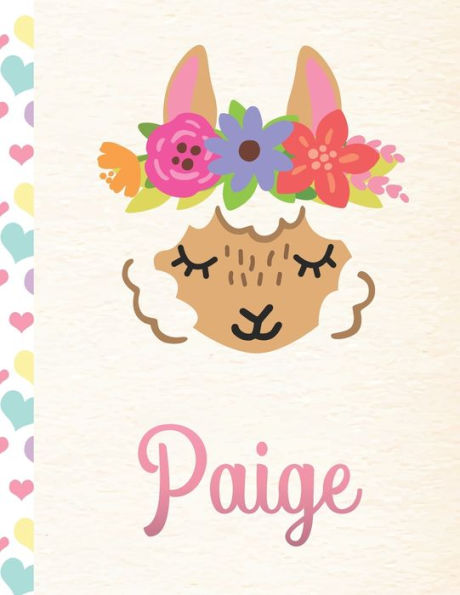 Paige: Personalized Llama Primary Handwriting Notebook For Girls With Pink Name | Dotted Midline Handwriting Practice Paper | Kindergarten To Early ... | Grades K-2 Composition School Exercise Book