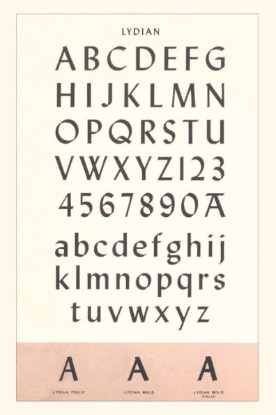 Vintage Journal Font Sample Chart, Lydian