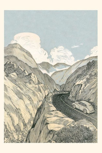 Vintage Journal Car On Mountain Road