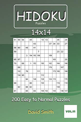 Hidoku Puzzles - 200 Easy To Normal Puzzles 14X14 Vol.11