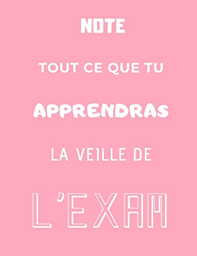 Note Tout Ce Que Tu Apprendras La Veille De L'Exam: Grand Carnet De Note Rose - 110 Pages Blanches Lign?es (French Edition)
