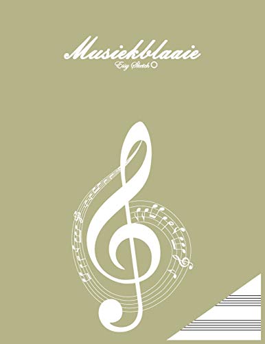 Musiekblaaie: A4, 100 Bladsye, 11 X 8,5 Inch. 13 Draaghoute Per Bladsy, Groen Omslag, Muzikale Sleutel, Sleutel, Modern, Met Illustrasie (Afrikaans Edition)