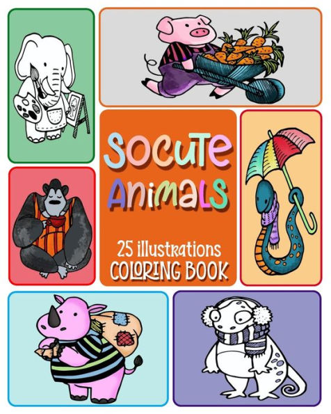 Socute Animals Coloring Book, 25 Illustrations. : Children Activity Books For Kids Ages 2-4, 4-8, 9-12 Boys, Girls, Fun Early Learning Toddler Coloring Book, Relaxation Coloring Books For Kids, Teens.