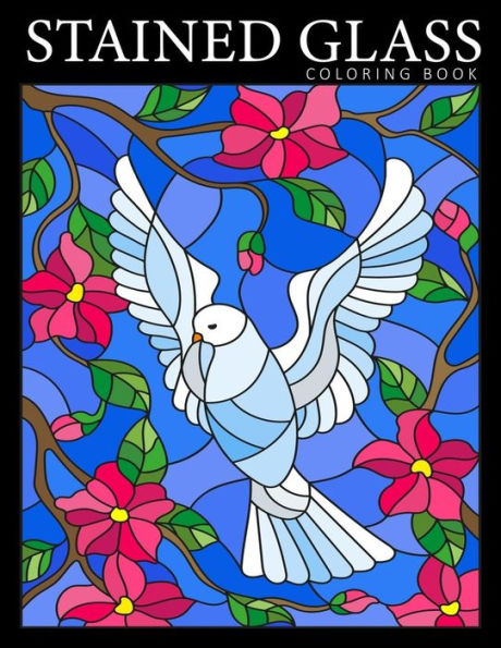Stained Glass Coloring Book : Beautiful Birds Designs Coloring Pages For Adults | Stress Relief And Relaxation