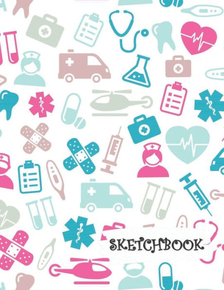 Sketchbook : Medical Doctor Nurse Dentist Icons Fun Framed Drawing Paper Notebook