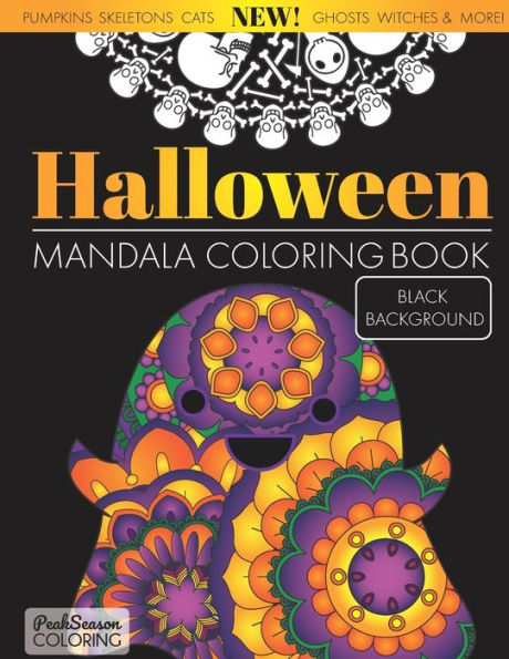 Halloween Mandala Coloring Book Black Background: Fun and Spooky Stress Relieving and Relaxing Designs Adults and Kids