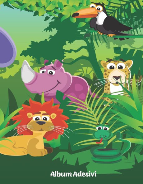 Album Adesivi: Animali della giungla| A4+ bianco | 35 pagine senza silicone- silicone free paper | idea regalo natale (Italian Edition)
