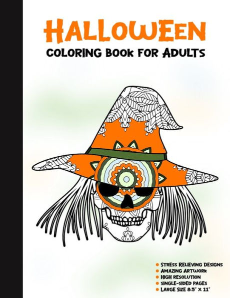 Halloween Coloring Book For Adults: 50 Halloween Illustrations Printed On One Side, Safe For Markers | Fun Craft Activity Gift | Stress Relieving Designs (Spooky House) - 9781696291040