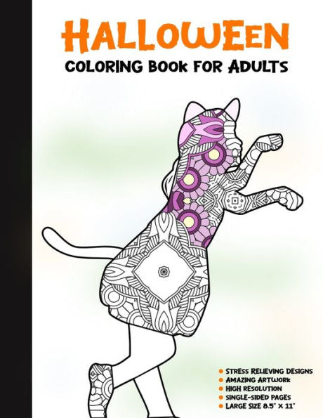 Halloween Coloring Book for Adults: 50 Halloween Illustrations Printed On One Side, Safe For Markers | Fun Craft Activity Gift | Stress Relieving Designs (Spooky House) - 9781696297257