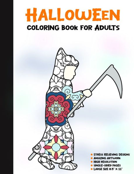Halloween Coloring Book for Adults: 50 Halloween Illustrations Printed On One Side, Safe For Markers | Fun Craft Activity Gift | Stress Relieving Designs (Spooky House) - 9781696300032