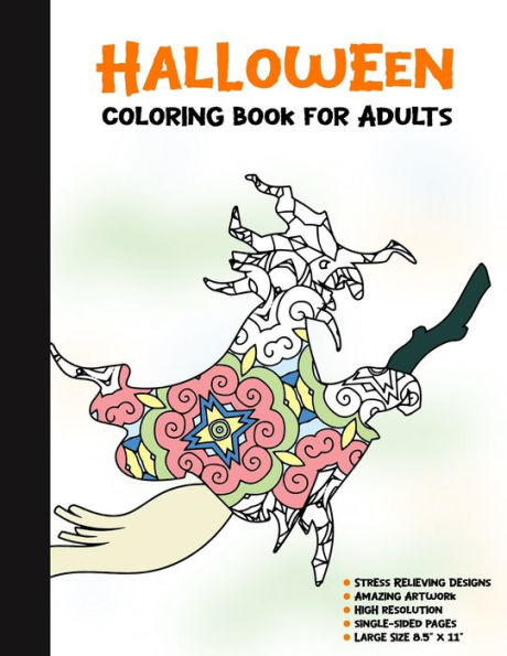 Halloween Coloring Book for Adults: 50 Halloween Illustrations Printed On One Side, Safe For Markers | Fun Craft Activity Gift | Stress Relieving Designs (Spooky House) - 9781696330589