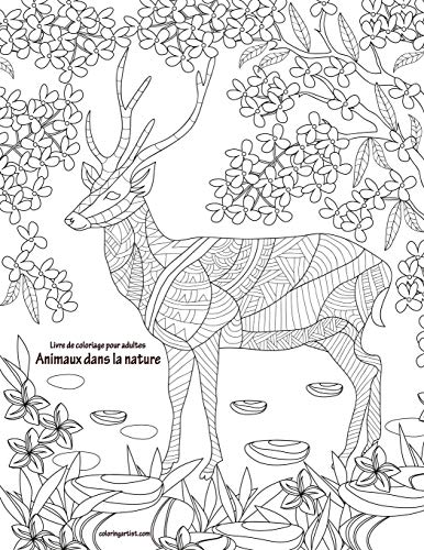 Livre de coloriage pour adultes Animaux dans la nature (French Edition)