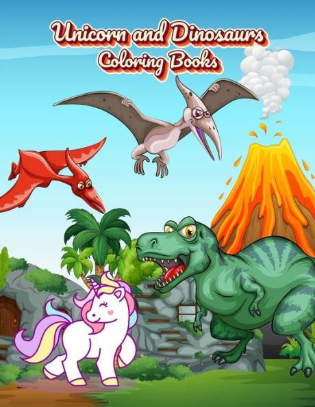 Unicorn And Dinosaurs Coloring Books : Horse And Dinosaur Activity Book For Toddlers And Adult Age, Childrens Books Animals For Kids Ages 3 4-8