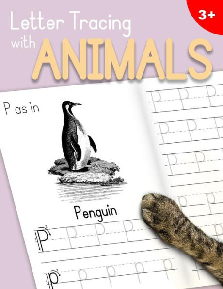 Letter Tracing With Animals : Learn The Alphabet - Handwriting Practice Workbook For Children In Preschool And Kindergarten - Lilac-Peach Cover