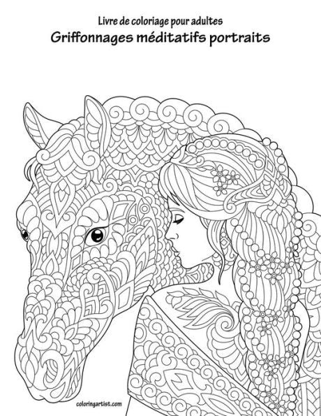 Livre De Coloriage Pour Adultes Griffonnages Méditatifs Portraits 1