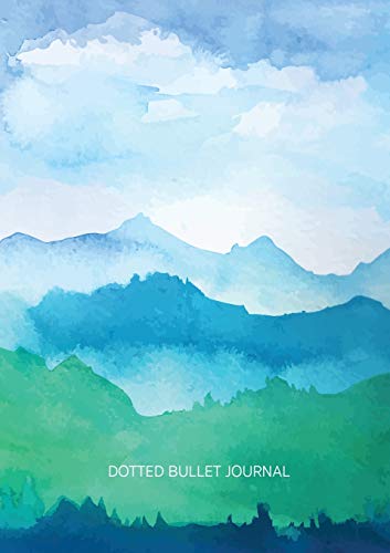Watercolor Blue & Green Hills - Dotted Bullet Journal : Medium A5 - 5.83X8.27
