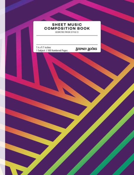 Sheet Music Composition Book : Geometric Prism (Style C), Numbered Pages