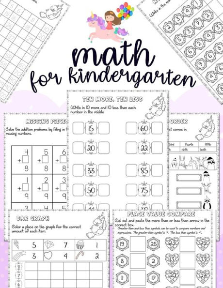 Math For Kindergarten : Unicorn Math Activity Book For Kindergarten And First Grade Many Counting Skills Practice Missions Tracing Addition Cut Out And Past Odd Or Even Number Order