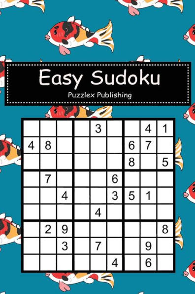 Easy Sudoku: Sudoku Puzzle Game For Beginers With Carp on Indigo Blue Background Cover