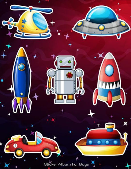 Sticker Album For Boys : 100 Plus Pages For Permanent Sticker Collection, Activity Book For Boys, Red - 8.5 By 11