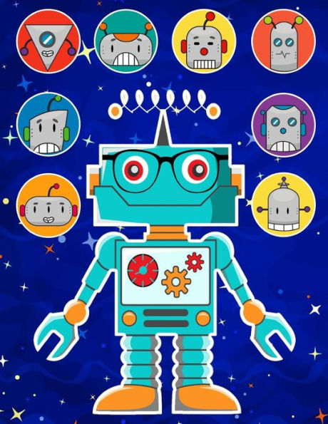 Robots Sticker Album 2 For Boys : 100 Plus Pages For Permanent Sticker Collection, Activity Book For Boys - 8.5 By 11