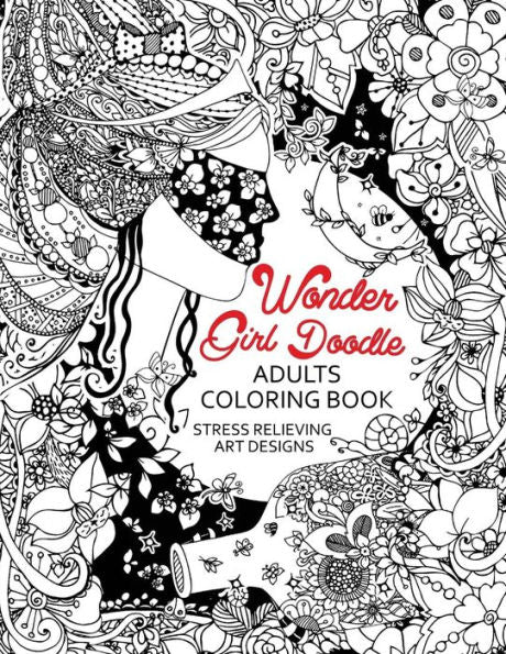 Wonder Girl Doodle : Color Cute And Beautiful Woman In The Magical Garden With Animal
