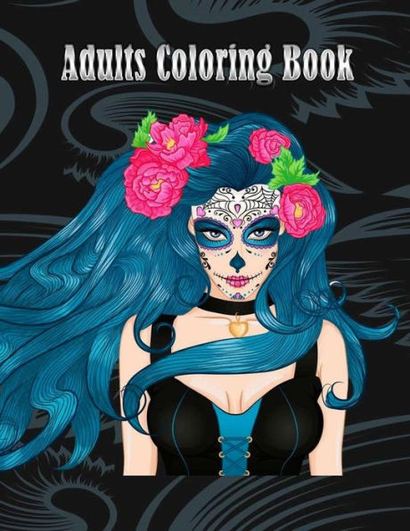 Libro para colorear para adultos: Libros para colorear de mujeres, Relajación, Calavera de azúcar, Letra grande para mujeres (Libros para colorear de Dover)