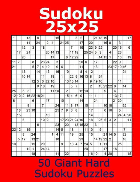 Sudoku 25X25 50 Giant Hard Sudoku Puzzles