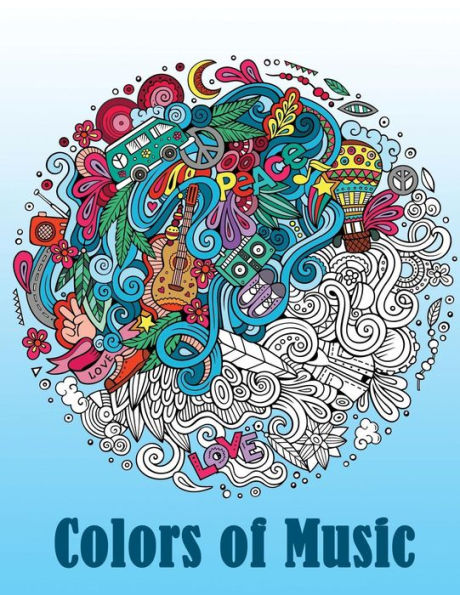 Colores de la música: - Música en mosaico con 40 diseños de instrumentos musicales para aliviar el estrés (libro para colorear de música)