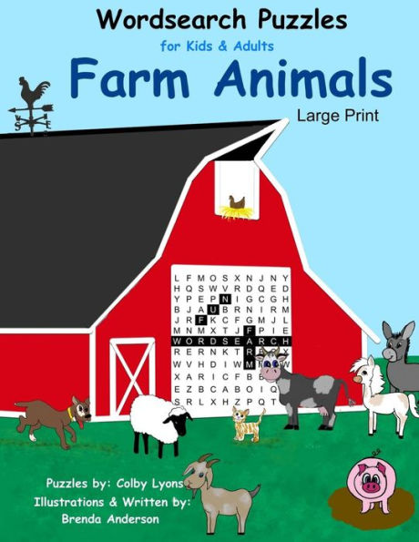 Word Search Puzzles Farm Animals : For Kids And Adults Large Print