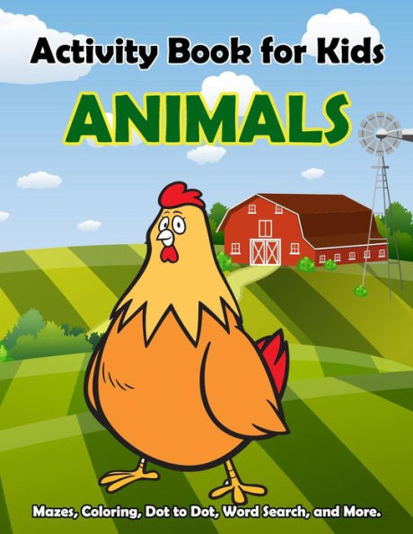 Libro de actividades para niños Animales:: Actividades divertidas con animales para niños. Páginas para colorear, contar números, rastrear números, laberintos, dibujar usando cuadrículas y más. (Libro de actividades para niños de 3 a 5 años)