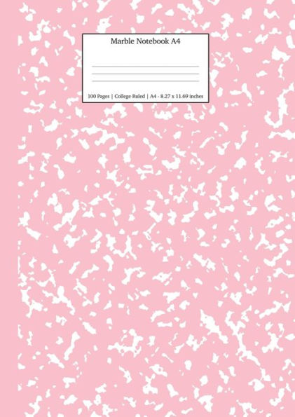 Marble Notebook A4 : Pink Marble College Ruled Journal