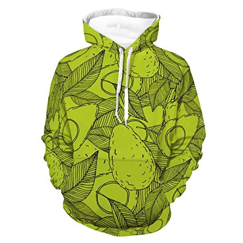 Women Men Hoodies 3D Print Unisex Durable Pullover Sweatshirt Avocado Pattern (2) Pattern Autumn Outfit with Pocket for Leisure Time