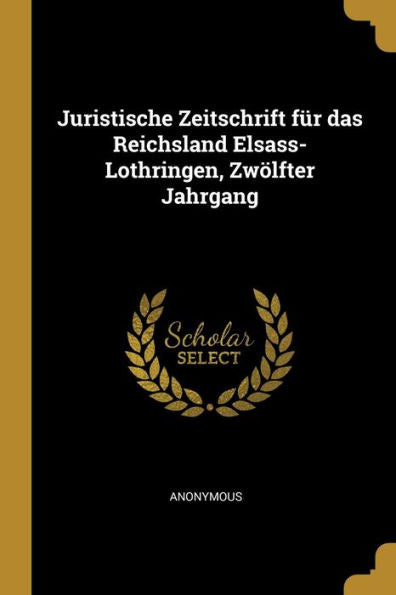 Juristische Zeitschrift Für Das Reichsland Elsass-Lothringen, Zwölfter Jahrgang (German Edition)