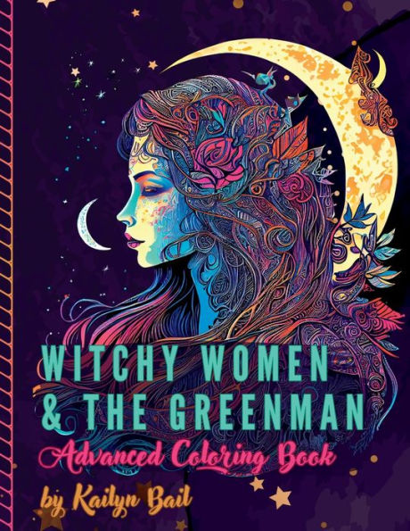 Libro para colorear avanzado de Mujeres Brujas y Greenman