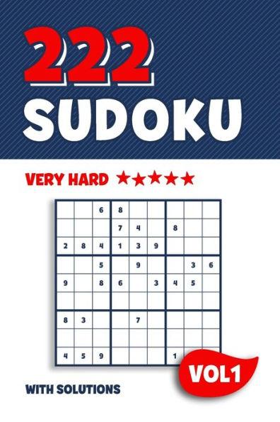 222 Sudoku: Libro de rompecabezas con 222 Sudokus muy difíciles en 9x9 con soluciones | 6 x 9 pulgadas | Volúmen 1