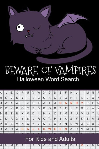 Cuidado con los vampiros Búsqueda de palabras de Halloween: Libro de rompecabezas Encuentra un círculo Libro de actividades con palabras espeluznantes de Halloween para niños y adultos