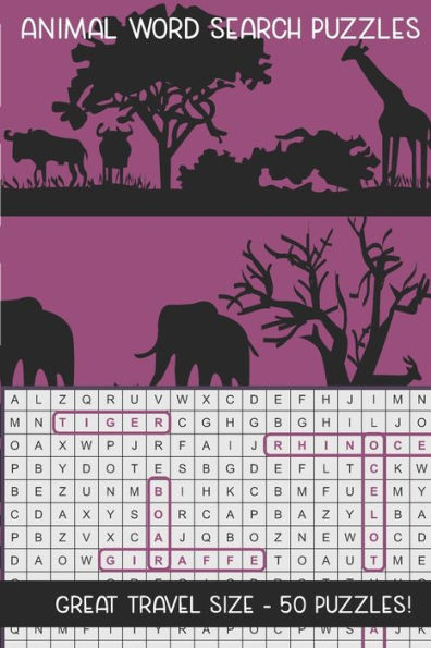 Animal Word Search Puzzles: Great Travel Size, 50 Seek and Find, Word Circle Pencil Puzzles for Kids and Adults