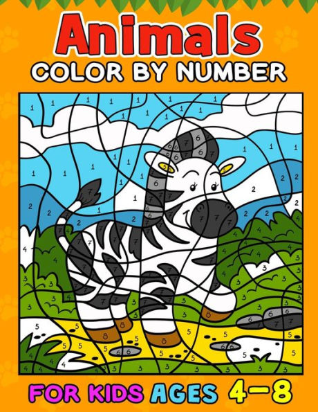 Libros para colorear animales por números para niños de 4 a 8 años
