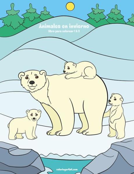Animales en invierno libro para colorear 1 & 2 (Spanish Edition)