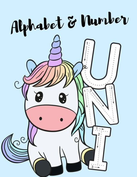 Alphabet & Number: A funny unicorn activity book for kids ages 4-8 |(A-Z ) Handwriting & Number Tracing & The maze game & Coloring page (Book1)