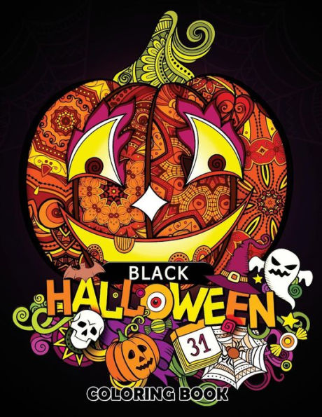 Libro para colorear de Halloween negro: Libro para colorear para adultos, diseño artístico para la relajación y la atención plena