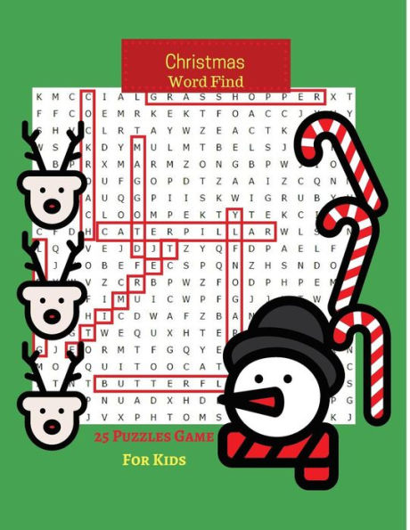 Christmas Word Find 25 Puzzles Game For Kids: Holiday Word Search Puzzles(Puzzle Books for Kids)