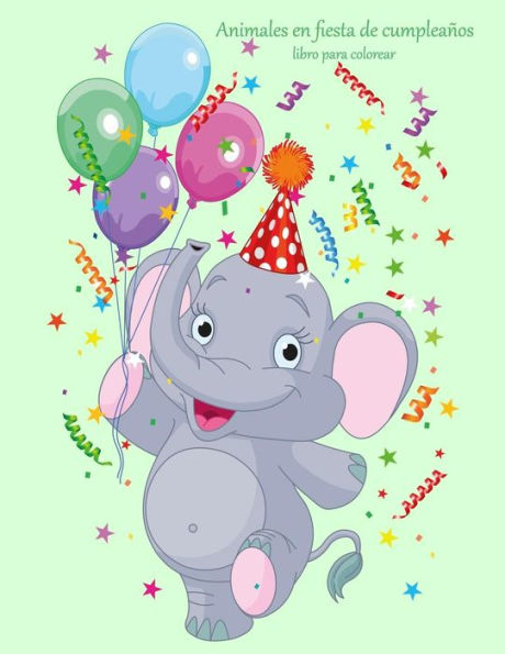 Animales en fiesta de cumpleaños libro para colorear 1 (Spanish Edition)