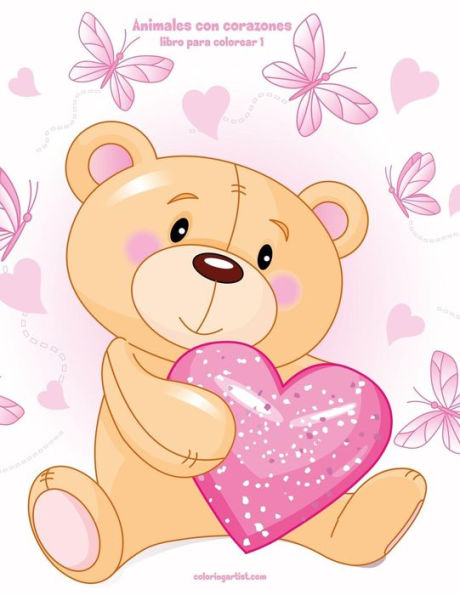 Animales con corazones libro para colorear 1 (Spanish Edition)
