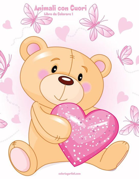 Animali con Cuori Libro da Colorare 1 (Italian Edition)