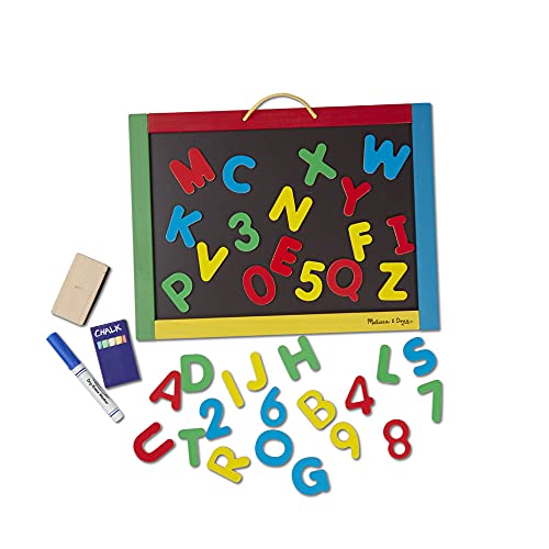 Melissa & Doug Magnetic Chalkboard and Dry-Erase Board With 36 Magnets, Chalk, Eraser, and Dry-Erase Pen