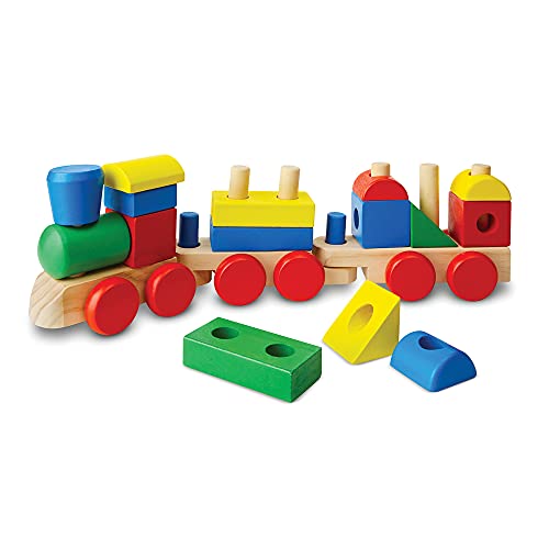 Melissa & Doug Stacking Train - Classic Wooden Toddler Toy (18 pcs)