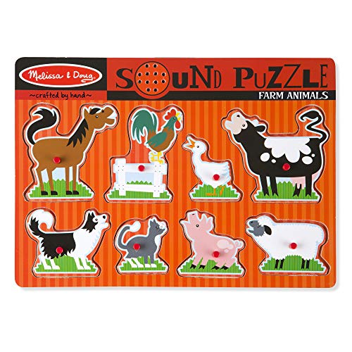 Melissa & Doug Furm Animals Sound Puzzle - Wooden Peg Puzzle With Sound Effects (8 pcs)