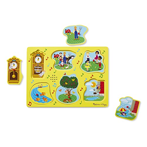 Melissa & Doug Sing-Along Nursery Rhymes Sound Puzzle - Wooden Peg Puzzle (8 pcs)